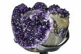 Sparkling Amethyst Geode With Metal Stand - Uruguay #368391-1
